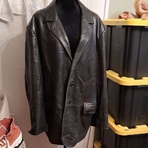 Roundtree & Yorke Black Leather Jacket Size XL